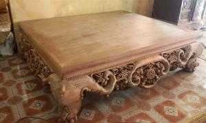 Sập ngồi kiểu trơn và 3 bông gỗ gụ