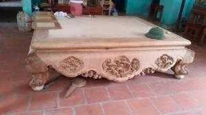 Sập ngồi kiểu trơn và 3 bông gỗ gụ