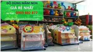 Kệ mầm non, kệ gỗ giá rẻ, kệ đồ chơi trẻ em