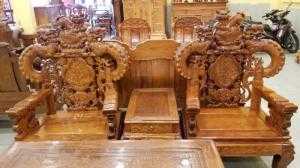 Bộ Bàn Ghế Chạm Rồng Nổi Tay 12.