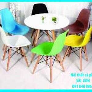 Ghế nhựa chân gổ cafe giá rẻ