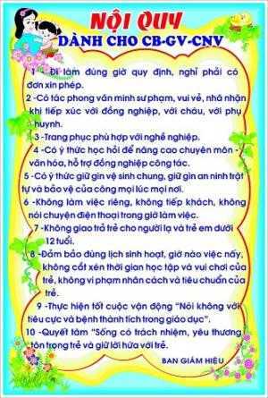 Cung cấp bản biểu mầm non, bảng nội qui phụ huynh, bảng thực đơn tuần
