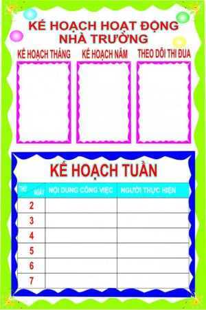 Cung cấp bản biểu mầm non, bảng nội qui phụ huynh, bảng thực đơn tuần