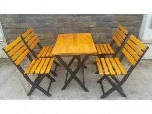 Bộ ghế gỗ cafe chân cao