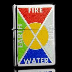 Zippo mỹ 2 mộc đáy earth, fire, wind, wat Z106