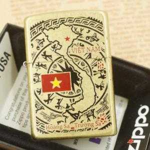 Zippo khắc mòn axit bản đồ Việt Nam Z115