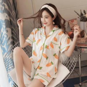 Đồ bộ pijama nữ mặc nhà túi trên ngực nhiều màu in họa tiết xinh xắn