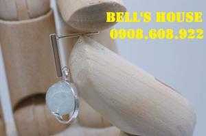 Bông tai Bạc kết hợp đá Aquamarine thiên nhiên, Aquamarine giọt nước từ đại dương, sản phẩm mới,