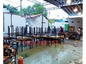 Bộ bàn ghế gỗ cố định thanh lý