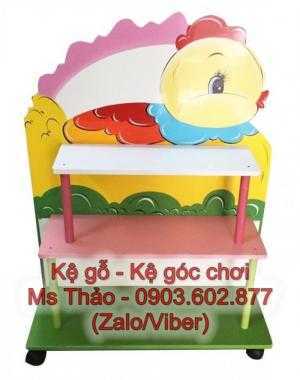 Kệ đồ chơi giá rẻ, kệ mầm non bằng gỗ