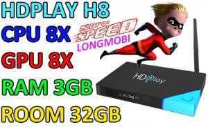 Android box HDPLAY H8,ram 3G,rom 32G,lõi 8 CPU,8 GPU
