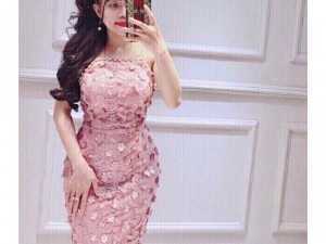 Đầm dây ren lông kết châu
