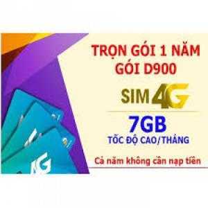 [FreeShip] Sim 4G Viettel trọn gói 1 năm D900 có 7Gb/tháng .