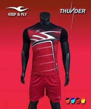 Bộ quần áo bóng đá cao cấp KEEP & FLY Thunder Đỏ