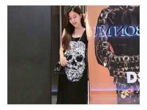Đầm thun maxi đen 2 dây hở lưng