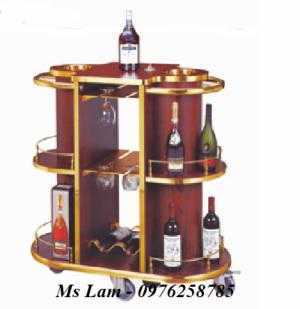 Xe đẩy rượu, xe đẩy rượu 2 tầng, xe đẩy rượu 3 tầng, xe đẩy rượu gỗ