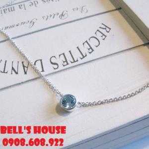 Dây chuyền đá topaz xanh thiên nhiên, dây chuyền nữ đá thiên nhiên Bells House TPHCM,