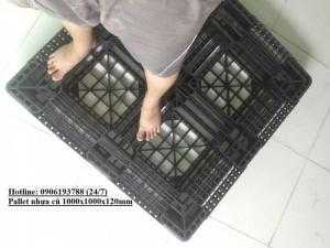 Pallet nhựa cũ 1000x1000x120mm - Pallet Nhựa Cũ Giá Rẻ - Hotline: 0984810705 (24/24) - Miễn phí vận chuyển mua số lượng lớn