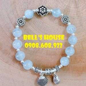 Vòng tay đá thiên nhiên Aquamarine, vòng đá phong thủy Aquamarine xanh biển,