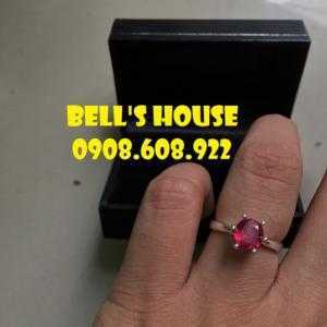 Nhẫn đá ruby đỏ thiên nhiên, ruby đá phong thủy thiên nhiên Ấn Độ, Bells House TPHCM,