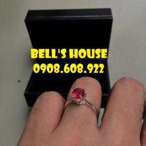Nhẫn đá ruby đỏ thiên nhiên, ruby đá phong thủy thiên nhiên Ấn Độ, Bells House TPHCM,