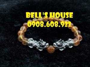 Vòng tay thạch anh tóc đỏ kết hợp charm Bạc tỳ hưu phong thủy Bells House TPHCM,