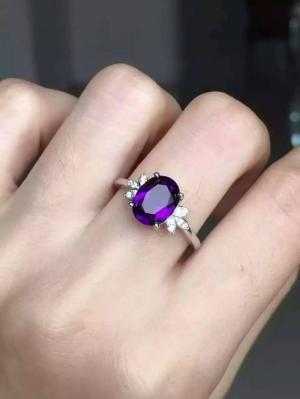 Nhẫn Amethyst thạch anh tím thiên nhiên hợp mệnh Hỏa, Thổ Bells House TPHCM