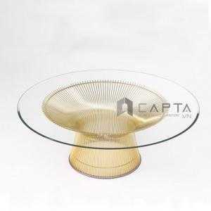 TS PLATNER GOLD-08 | Bàn sofa kính cường lực chân thép phủ nano