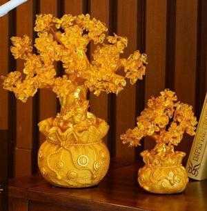 Cây Tài Lộc Đá Thạch Anh Vàng Thiềm Thừ 21.5cm
