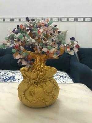 Cây Tài Lộc Đá Ngũ Sắc Thạch Anh 26cm