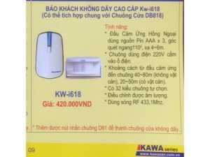 Báo Khách Không Dây Cao Cấp Cảm Ứng Hồng Ngoại KAWASAN Model : KW- i618