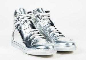 Giày Balenciaga Metallic Silver Mirror Leather High Top Lace up Sneakers nam và nữ