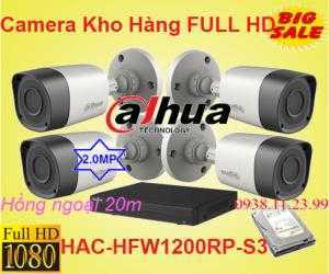 Bộ 4 camera quan sát DAHUA chuyên dùng cho nhà xưởng , kho xưởng , công trình , kho hàng , có độ phân giải 2.0MP hình ảnh FULL HD