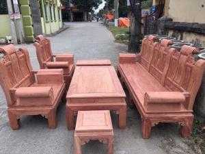 Bộ bàn ghế Âu Á hộp kiểu cuốn thư gỗ hương đá