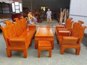 Bộ bàn ghế Âu Á hộp kiểu cuốn thư gỗ hương đá