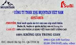 Công Ty Mountain Việt Nam cân hợp tác xưởng may jean, kaki trẻ em
