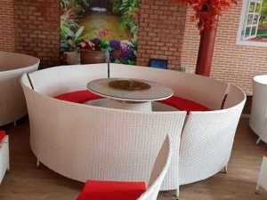 Sopha café vòng tròn xây nhà hàng khách