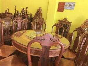 Bộ bàn ăn tròn có mâm xoay 8 ghế
