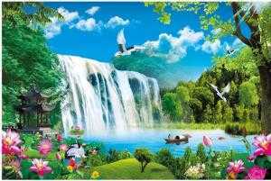 Gạch tranh sơn thủy hữu tình - tranh 3d