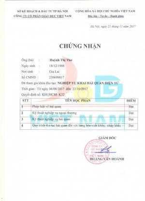 chứng nhận Khai báo hải quan điện tử