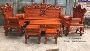 Bộ bàn ghế phòng khách kiểu hoàng gia gỗ hương đá
