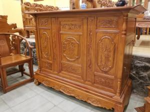 Tủ thờ chạm tam đa ( Phúc -Lộc - Thọ )
