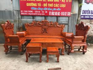 Bộ Ghế Giả Cổ Hoàng Gia Đoản Dài 2m20 - 2m40 ( Gỗ Hương Đá)