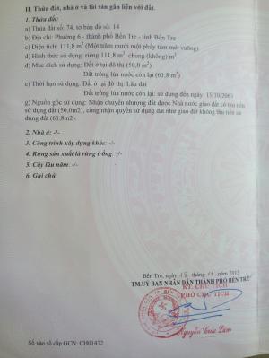 Đất thổ cư Phường 6, TP. Bến Tre_gần đường Đồng Văn Cống