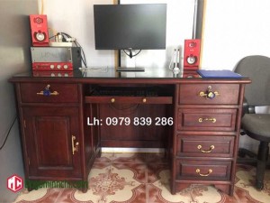 Bàn máy tính nhiều ngăn gỗ gụ hàng dầy