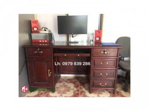 Bàn máy tính nhiều ngăn gỗ gụ hàng dầy