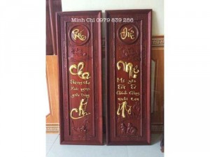 Tranh cha mẹ gỗ hương sơn thiếp vàng
