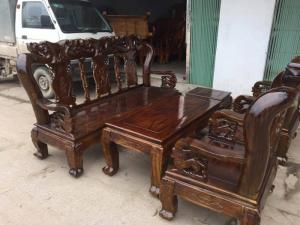 Bộ bàn ghế gỗ tràm thường tay 10 nâu đen Đồ Gỗ Đỗ Mạnh giá tận gốc không qua trung gian