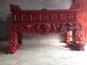 Đồ Gỗ Nội Thất Mạnh Tráng sập thờ đục tứ linh chân 22 gỗ gụ Miễn Phí Vận Chuyển 30km