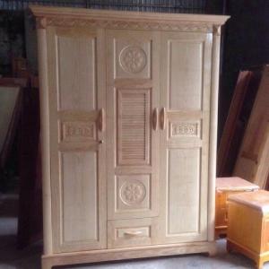 Tủ quần áo bằng gỗ ba buồng gỗ sồi nga Đồ Gỗ Mạnh Tráng nhận đặt làm tủ quần áo theo yêu cầu